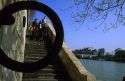 Mooring ring along the wall next to the River Seine in Paris, France.