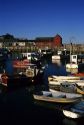 A harbor with fishing boats in the fishing village at Rockport, Massachusetts.