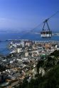 An overview of Gibraltar with gondola lift car.