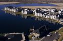 A man made lake and townhouse developement in Boise, Idaho.