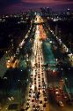 A view of the Champs Elysees taken from the Arc De Triomphe in Paris, France.
