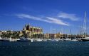 Cathedral and port at Palma de Majorca, Spain.