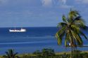 An inter island freighter off the island of Tahiti.
