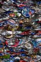 Crushed aluminum cans at a recycling facility in Boise, Idaho.