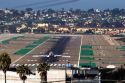 Boeing 737 airplane landing at San Diego, California.