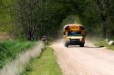 School bus on a country road near Clarksville, Michigan.