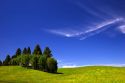 Pasture, blue sky  and hillside near Cascade, Idaho.
