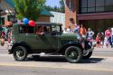 Antique automobile in a small town Fourth of July parade in Cascade, Idaho.