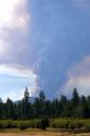Plume of smoke from a wildfire near Sisters, Oregon.