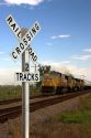 Union Pacific Railroad crossing near Central City, Nebraska.