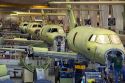 Assembly line of the Beechcraft factory in Wichita, Kansas.