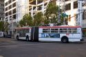 Articulated city bus in San Francisco, California.