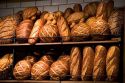 A rack of sourdough bread at the San Francisco airport.