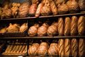 A rack of sourdough bread at the San Francisco airport.