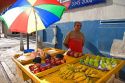 Street vendor selling fruit in Sao Paulo, Brazil.