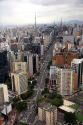 Aerial view of the Avenida Paulista and Sao Paulo, Brazil.
