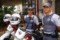 Brazilian military police on motorcycles in Sao Paulo, Brazil.