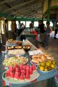Buffet food being served to guests at a lodge in the Amazon jungle near Manaus, Brazil.