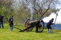 A cannon being fired during a civil war reenactment near Boise, Idaho.