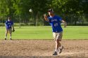 Man pitching in a game of softball in Boise, Idaho.