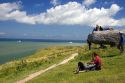 Visitors take in the view from Cap Blanc Nez a former German artillery site in the Pas-de-Calais department in Northern France.