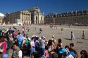 Tourists at the Palace of Versailles in Versailles in the department of Yvelines, France.