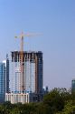 A large crane being used for construction of a new high rise building in Atlanta, Georgia.
