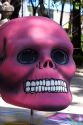 A painted skull is part of a public art display in celebration of Day of the Dead in Mexico City, Mexico.