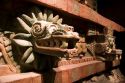 Carved serpent head is an artifact from Teotihuacan on display at the National Museum of Anthropology in Mexico City, Mexico.