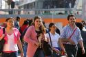 Young adults at Insurgentes Plaza in Mexico City, Mexico.