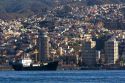 Cargo ship in the Port at Valparaiso, Chile.