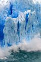 Ice breaking off the face of the Perito Moreno Glacier located in the Los Glaciares National Park in the south west of Santa Cruz province, Patagonia, Argentina.