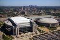 Aerial view of Reliant Stadium and Astrodome in Houston, Texas.