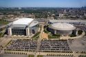 Aerial view of Reliant Stadium and Astrodome in Houston, Texas.