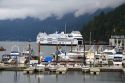 BC Ferry and boats docked at Horseshoe Bay in West Vancouver, British Columbia, Canada.