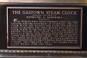 Plaque on the Gastown Steam Clock located in Vancouver, British Columbia, Canada.