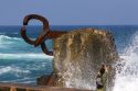 Water spraying from a blowhole in La Concha Bay in the city of Donostia-San Sebastian, Guipuzcoa, Basque Country, Northern Spain.
