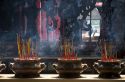 Incense burning at the Quan Am Pagoda, a famous Chinese temple in the Cholon district of Ho Chi Minh City, Vietnam.