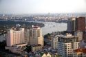 Cityscape view of Ho Chi Minh City and the Saigon River from atop the Saigon Trade Center skyscraper, Vietnam.