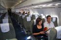 Passengers in flight on a Vietnamese airliner.