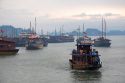 Tourist boats at the port of Ha Long Bay, Vietnam.