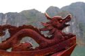 Dragon carving detail on a boat in Ha Long Bay, Vietnam.
