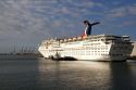 Carnival Paradise cruise ship docked at Long Beach, California, USA.