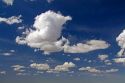 Blue sky and cumulus clouds over Wyoming, USA.