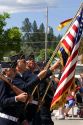 United States military veteran Color Guard on parade during 4th of July festivities in Cascade, Idaho, USA.