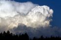 Cumulonimbus thunderstorm clouds form near Cascade, Idaho, USA.