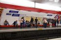 People wait underground on the platform of Chatelet Paris Metro station in Paris, France.