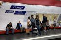 People wait underground on the platform of Chatelet Paris Metro station in Paris, France.