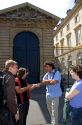 Students socialize at the College de France located in the Latin Quarter of Paris, France.