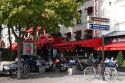 Sidewalk cafes near Les Halles in Paris, France.